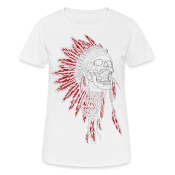 Silent Fall - coiffe de plumes indien, chef - T-shirt respirant Femme - blanc - Devant - AI Model Female 172 dark (172cm)