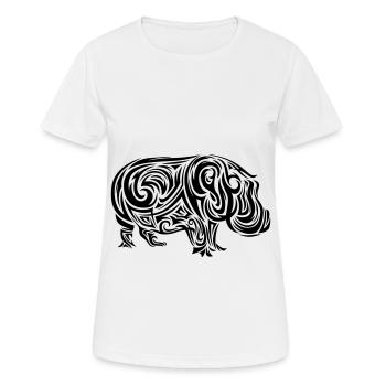 Hippo Tribal Tattoo - Women's Breathable T-Shirt - white - Front - AI Model Female 172 dark (172cm)