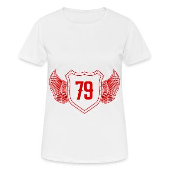 79 Zahl Wappen - Frauen T-Shirt atmungsaktiv - Weiß - Vorne - AI Model Female 172 dark (172cm)