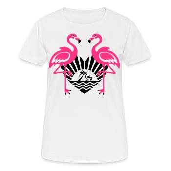 Flamingos Heart Sun Summer Mood Palm Beach 13 - Frauen T-Shirt atmungsaktiv - Weiß - Vorne - AI Model Female 172 dark (172cm)