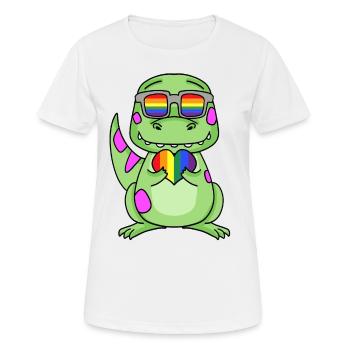 LGBT Animal Dinosaur Rainbow Heart - Women's Breathable T-Shirt - white - Front - AI Model Female 172 dark (172cm)