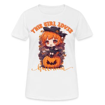 CETTE FILLE AIME HALLOWEEN - T-shirt respirant Femme - blanc - Devant - AI Model Female 172 dark (172cm)