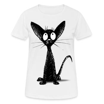 Funny Little Cute Black Cat - Women's Breathable T-Shirt - white - Front - AI Model Female 172 dark (172cm)