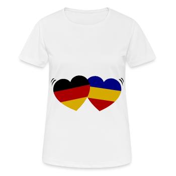 Partenariat Roumanie Allemagne - T-shirt respirant Femme - blanc - Devant - AI Model Female 172 dark (172cm)