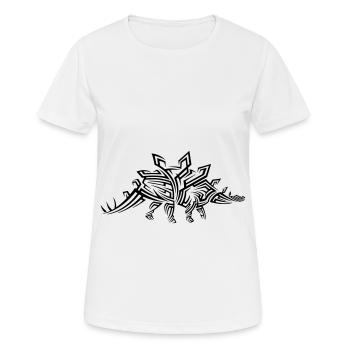 Tatouage tribal dinosaur Stegosaurus - T-shirt respirant Femme - blanc - Devant - AI Model Female 172 dark (172cm)