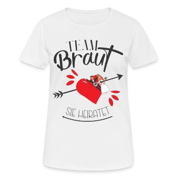 Team Braut mit Herz Pfeil sie heiratet - Frauen T-Shirt atmungsaktiv - Weiß - Vorne - AI Model Female 172 dark (172cm)