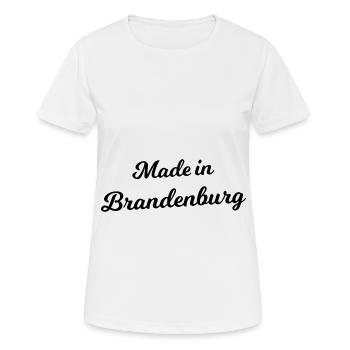 Aus Brandenburg - Frauen T-Shirt atmungsaktiv - Weiß - Vorne - AI Model Female 172 dark (172cm)