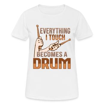 Conception de percussions de batterie - T-shirt respirant Femme - blanc - Devant - AI Model Female 172 dark (172cm)