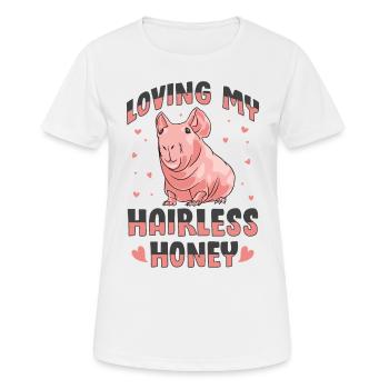 Cochon d’Inde sans poils Cochon maigre - T-shirt respirant Femme - blanc - Devant - AI Model Female 172 dark (172cm)