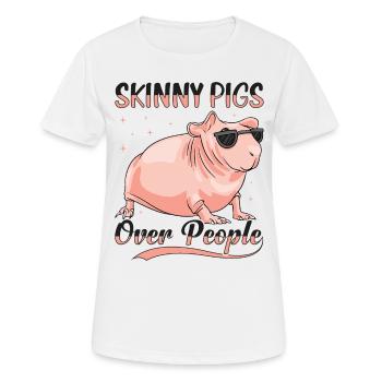 Cochon d’Inde sans poils Cochon maigre - T-shirt respirant Femme - blanc - Devant - AI Model Female 172 dark (172cm)