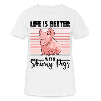 Cochon d’Inde sans poils Cochon maigre - T-shirt respirant Femme - blanc - Devant - AI Model Female 172 dark (172cm)
