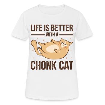Kitty Fat Cat Lover Meme Kitten Meow Chonk Cat - Frauen T-Shirt atmungsaktiv - Weiß - Vorne - AI Model Female 172 dark (172cm)