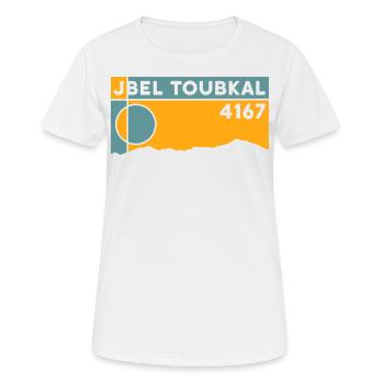 Jbel Toubkal Trekking Wandern Marokko Souvenir - Frauen T-Shirt atmungsaktiv - Weiß - Vorne - AI Model Female 172 dark (172cm)