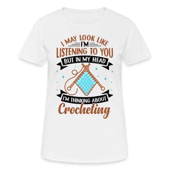 Conception drôle au Crochet - T-shirt respirant Femme - blanc - Devant - AI Model Female 172 dark (172cm)