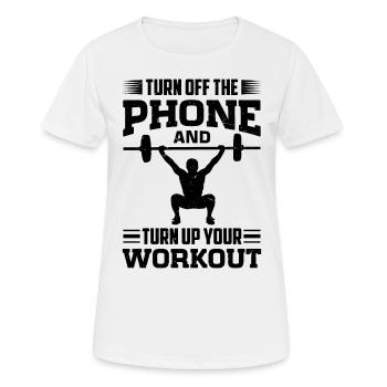 Gym Etiquette und Hygiene Leitfaden - Frauen T-Shirt atmungsaktiv - Weiß - Vorne - AI Model Female 172 dark (172cm)