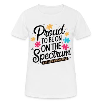 Fier d’être sur le spectre de la sensibilisation à l’autisme - T-shirt respirant Femme - blanc - Devant - AI Model Female 172 dark (172cm)