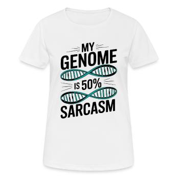 Sarcasme Gènes ADN Génétique - T-shirt respirant Femme - blanc - Devant - AI Model Female 172 dark (172cm)