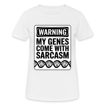 Sarcasme Gènes ADN Génétique - T-shirt respirant Femme - blanc - Devant - AI Model Female 172 dark (172cm)
