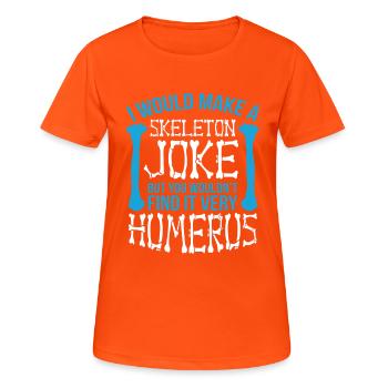 Squelette osseux de laboratoire de biologie scientifique - T-shirt respirant Femme - orange néon - Devant - AI Model Female 172 dark (172cm)