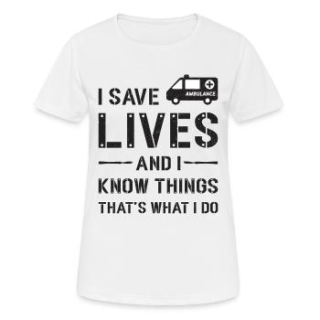 Ambulance ambulance Sani idée cadeau - T-shirt respirant Femme - blanc - Devant - AI Model Female 172 dark (172cm)