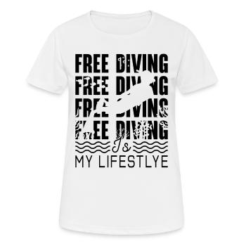Apnée Apnée Apnée Apnée Idée Cadeau - T-shirt respirant Femme - blanc - Devant - AI Model Female 172 dark (172cm)