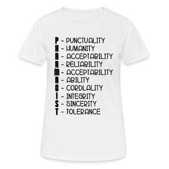 Technicien en pharmacie Technicien technicien en pharmacie Idée cadeau - T-shirt respirant Femme - blanc - Devant - AI Model Female 172 dark (172cm)