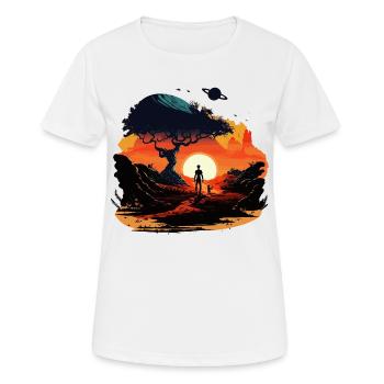 Nicht von dieser Welt - Frauen T-Shirt atmungsaktiv - Weiß - Vorne - AI Model Female 172 dark (172cm)