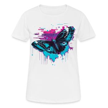 Retrofuturistische Schönheit des Schmetterlings - Frauen T-Shirt atmungsaktiv - Weiß - Vorne - AI Model Female 172 dark (172cm)