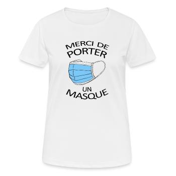 Merci de porter un masque. Protection covid 19 - T-shirt respirant Femme - blanc - Devant - AI Model Female 172 dark (172cm)