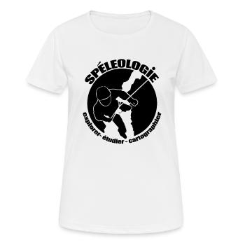 Spéléologie visiter les grottes souterraines - T-shirt respirant Femme - blanc - Devant - AI Model Female 172 dark (172cm)