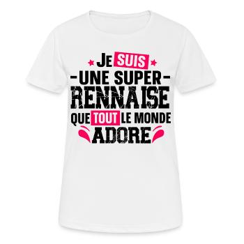 Rennaise Rennes Femme Bretonne Cadeau Humour Ville - T-shirt respirant Femme - blanc - Devant - AI Model Female 172 dark (172cm)