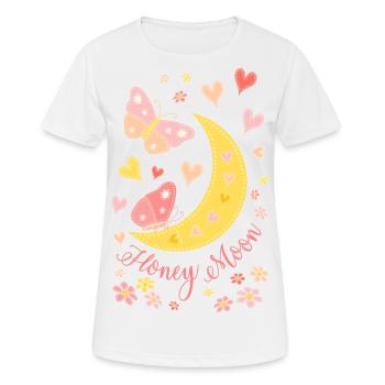 Lune de miel avec fleurs de coeur de lune et papillons - T-shirt respirant Femme - blanc - Devant - AI Model Female 172 dark (172cm)