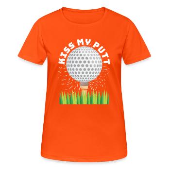 Kiss My Putt pour les golfeurs - T-shirt respirant Femme - orange néon - Devant - AI Model Female 172 dark (172cm)