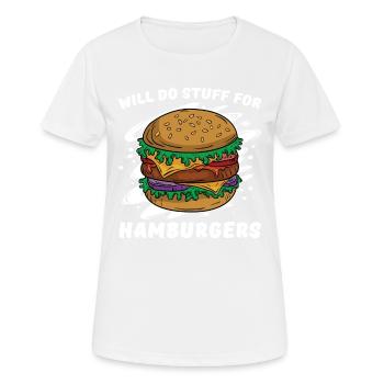 Fait des choses pour les hamburgers Pour les amateurs de hamburgers - T-shirt respirant Femme - blanc - Devant - AI Model Female 172 dark (172cm)