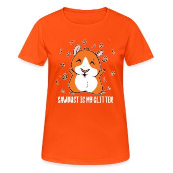 La sciure de bois est mon cobaye scintillant - T-shirt respirant Femme - orange néon - Devant - AI Model Female 172 dark (172cm)