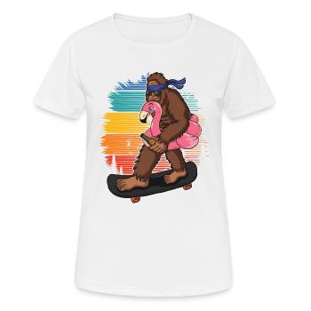 Flamingo Squatch Skateboard Amateurs de flamants roses - T-shirt respirant Femme - blanc - Devant - AI Model Female 172 dark (172cm)