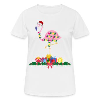 Flamant rose Noël. Cadeau de Noël - T-shirt respirant Femme - blanc - Devant - AI Model Female 172 dark (172cm)