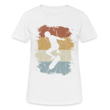 Retro vintage skater kickflip skateboard gift - Women's Breathable T-Shirt - white - Front - AI Model Female 172 dark (172cm)