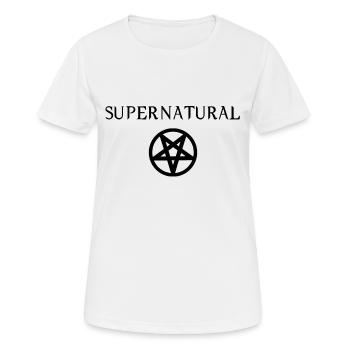 Supernatural Pentagramm Motiv Weiss - Frauen T-Shirt atmungsaktiv - Weiß - Vorne - AI Model Female 172 dark (172cm)