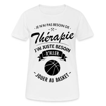 Tshirt Thérapie Basket pr Basketteur / Basketteuse - T-shirt respirant Femme - blanc - Devant - AI Model Female 172 dark (172cm)