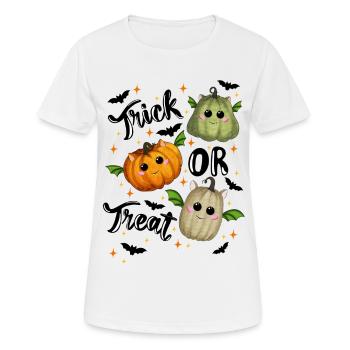 Trick ou gâterie citrouilles - T-shirt respirant Femme - blanc - Devant - AI Model Female 172 dark (172cm)