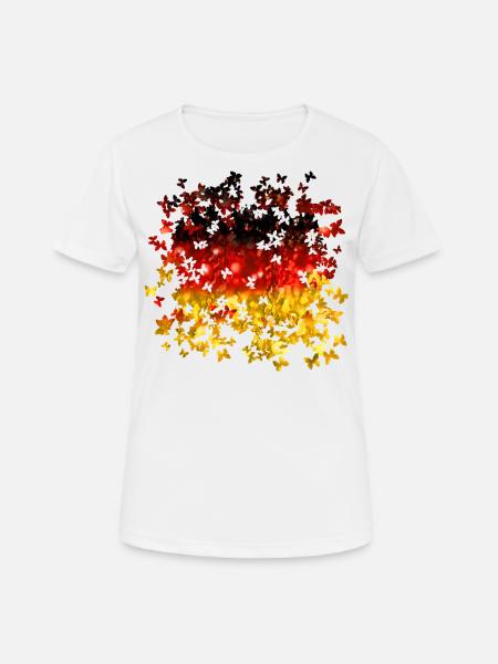 03 Deutschlandflagge Deutschlandfahne romantisch - Frauen T-Shirt atmungsaktiv - Weiß
