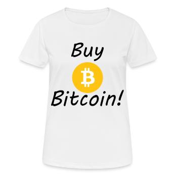 Buy Bitcoin! Crypto Currency - Women's Breathable T-Shirt - white - Front - AI Model Female 172 dark (172cm)