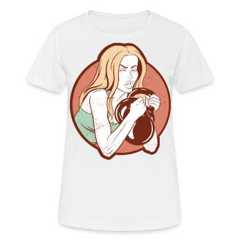 Bodybuilder Leg Day Girl Kettlebells Fitness - Frauen T-Shirt atmungsaktiv - Weiß - Vorne - AI Model Female 172 dark (172cm)