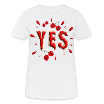 Yes und Kirschen mit biss. - Frauen T-Shirt atmungsaktiv - Weiß - Vorne - AI Model Female 172 dark (172cm)