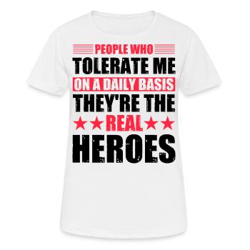 Des gens qui me tolèrent au quotidien - T-shirt respirant Femme - blanc - Devant - AI Model Female 172 dark (172cm)