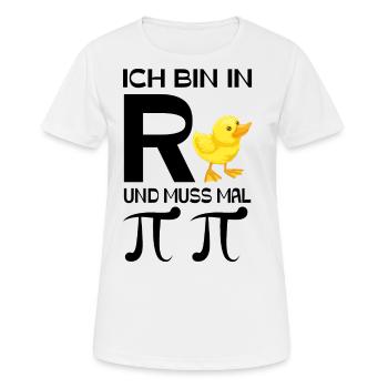 Ich bin in Rente und muss mal Pinkeln - Frauen T-Shirt atmungsaktiv - Weiß - Vorne - AI Model Female 172 dark (172cm)