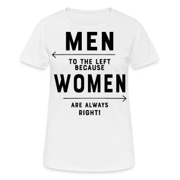 Männer nach links, weil Frauen immer Recht haben - Frauen T-Shirt atmungsaktiv - Weiß - Vorne - AI Model Female 172 dark (172cm)