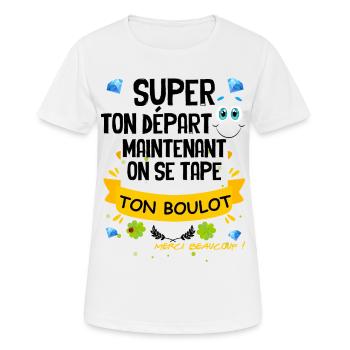 Collègue Départ CItation On Se Tape Ton Boulot - T-shirt respirant Femme - blanc - Devant - AI Model Female 172 dark (172cm)