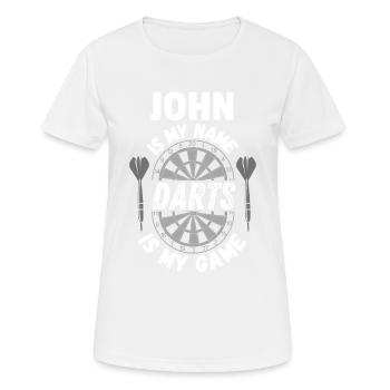 Chemise de fléchettes personnalisée pour John - T-shirt respirant Femme - blanc - Devant - AI Model Female 172 dark (172cm)